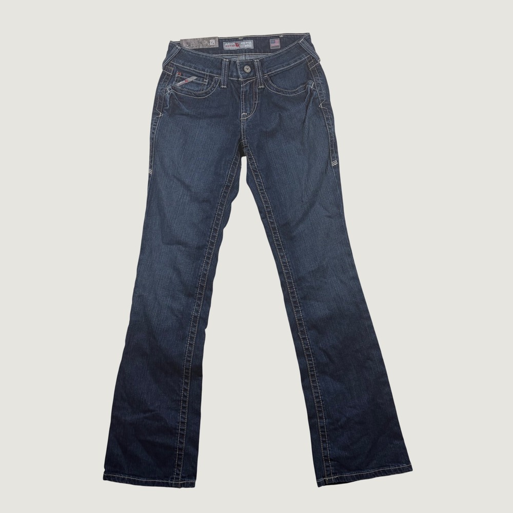 NWT Ariat Work FR Jeans Womens Mid Rise Boot Cut 26R Blue Flame Resistant Safety